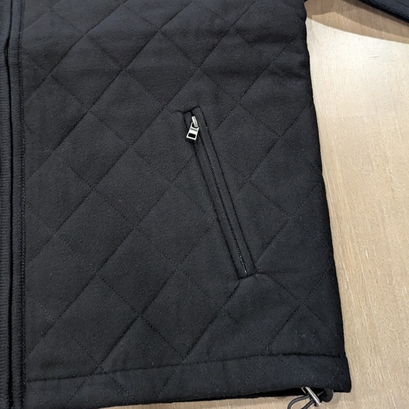 $598 Mens AMICABLE Mixed Media Wool Blend Puffer Jacket Black Large - Picture 4 of 8